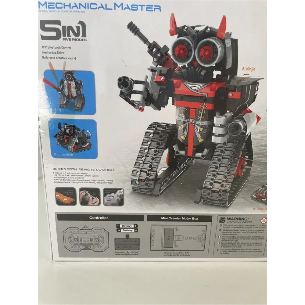 5 in 1 STEM Robot Building Kit, APP & Remote Control Samurai/Ninja 419 Pieces